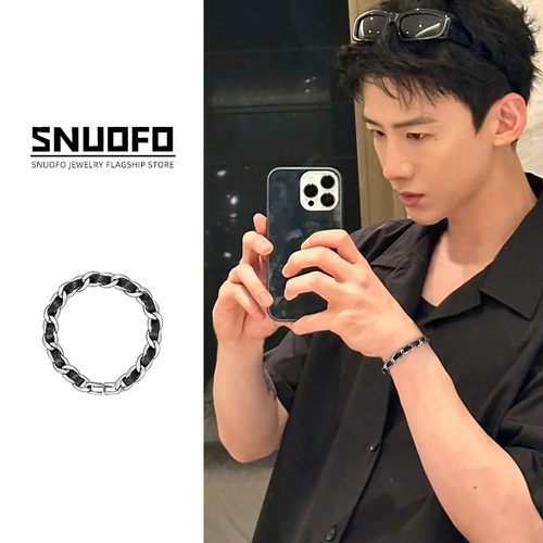 小众黑色个性手链复古