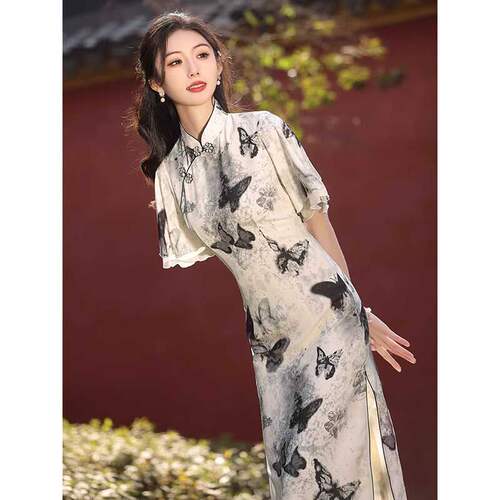 有里布2026夏季新款女新中式国风改良旗袍裙长款修身连衣裙D0951