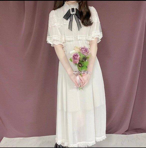Robe 2026 Nouvelle robe japonaise produite en masse Voile Demi-manchette Broche Dentelle double couche Robe cape 1233_voghion.com