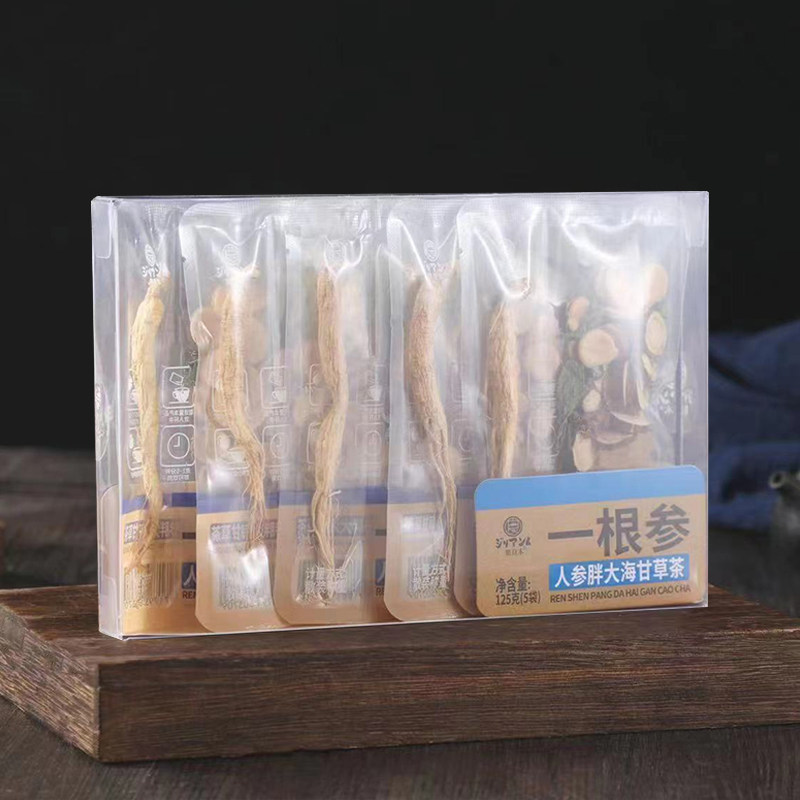 集良木一根参人参胖大海甘草茶整根参装组合茶5袋/盒独立包装正品