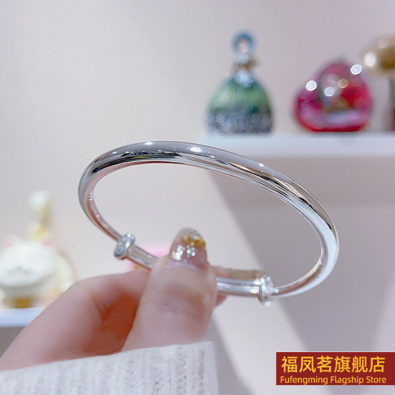 原创设计女银饰正生光面素圈手镯