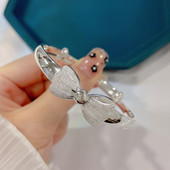 福凤茗在逃公主蝴蝶结纯银实心手镯足银9999女学生抖音甜美时尚 银