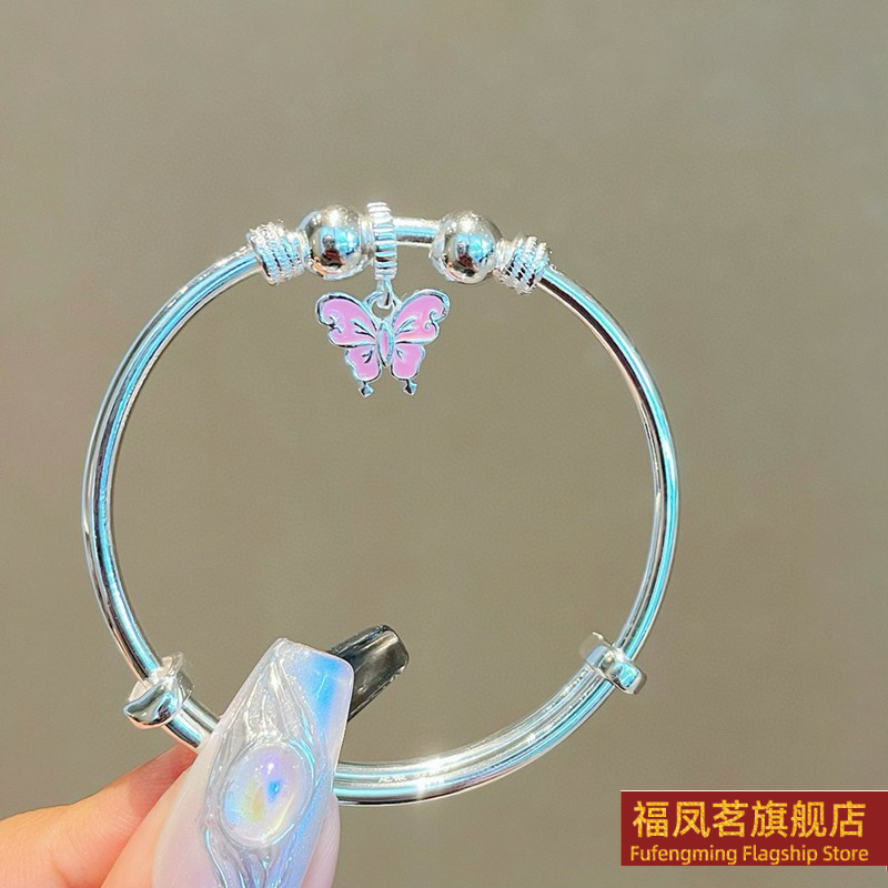 原创设计女银饰香港正生蝴蝶手镯