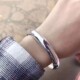 福凤茗开口光面贵妃纯银手镯女9999足银宽版 抖音小众送女朋友礼物