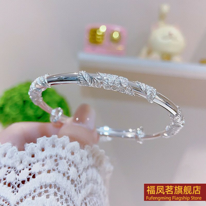 原创设计女银饰香港正生足银手镯