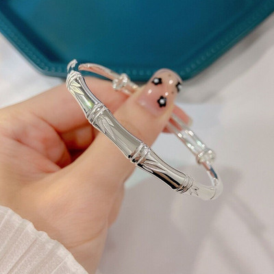 福凤茗9999竹节纯银手镯年轻款