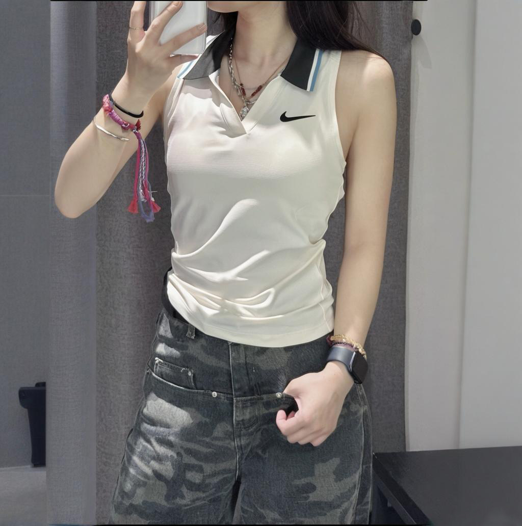 耐克女速干翻领网球背心