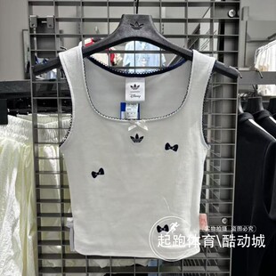阿迪三叶草女2025夏迪士尼玛丽猫联名无袖方领背心KC3102 KC3103