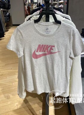 Nike耐克女子2024夏新款印花纯棉透气柔软舒适休闲短袖T恤 DX7907