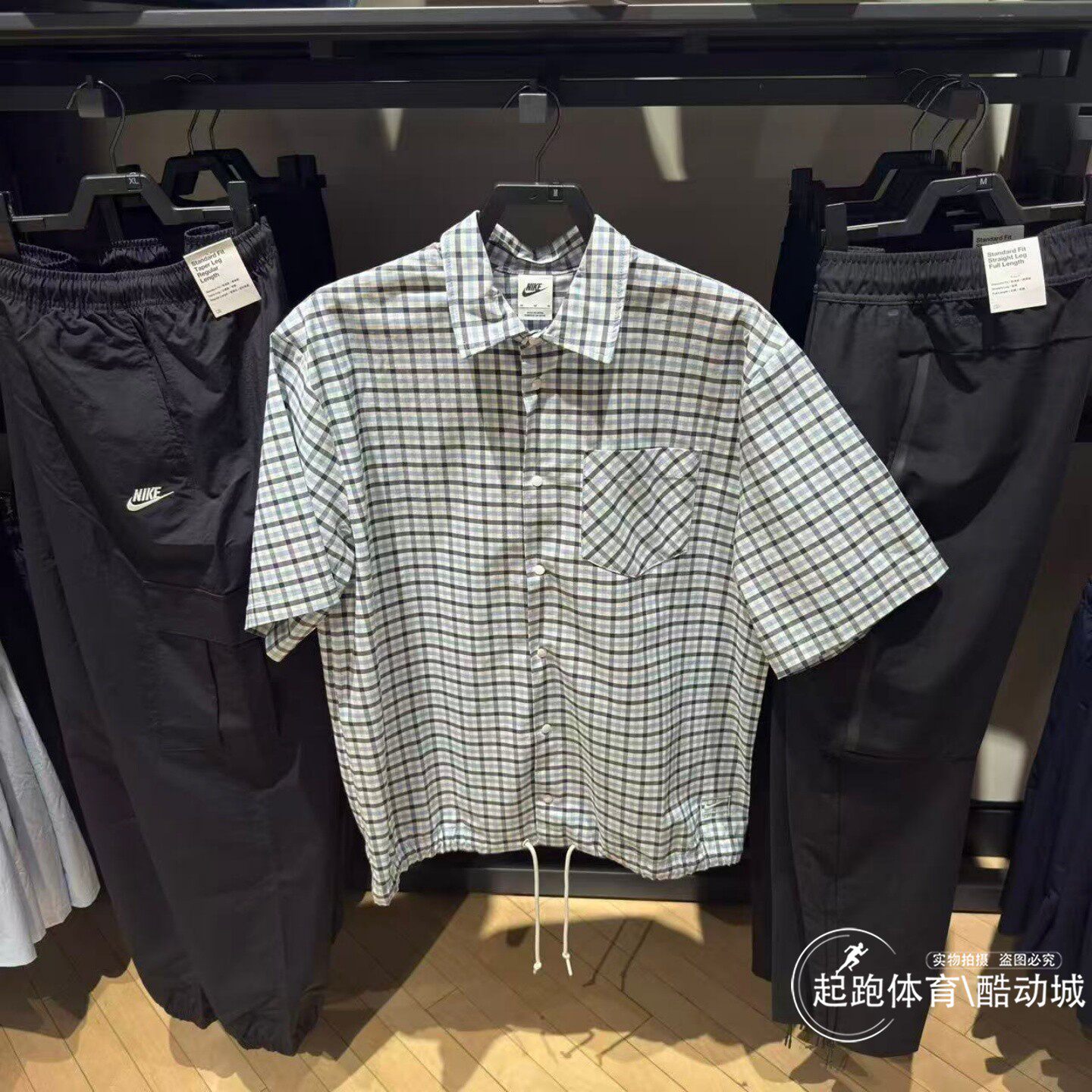 耐克男梭织格子翻领衬衫