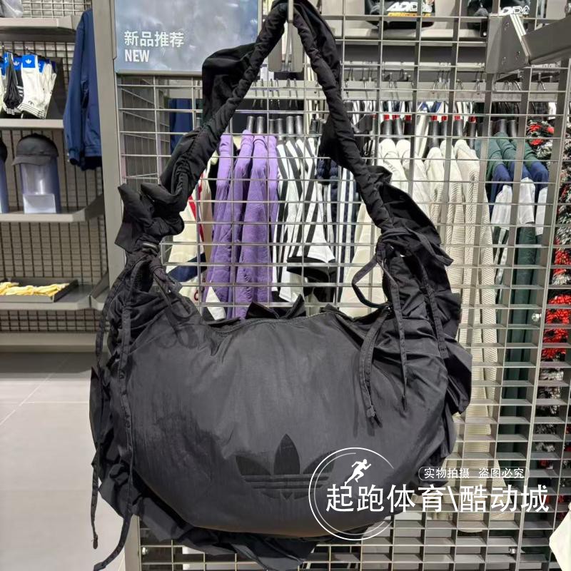 阿迪三叶草女荷叶花边手提拎包