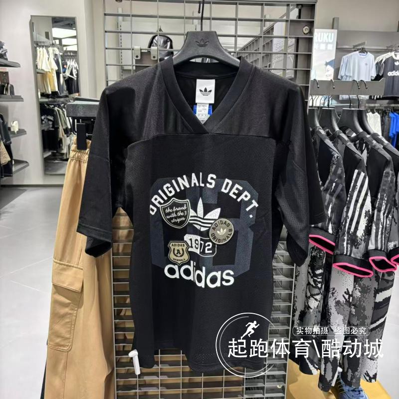 阿迪三叶草男经典宽松短袖球衣图片