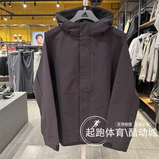 KG0827 阿迪达斯男子2026春武宗系列拒水连帽梭织夹克外套KG0826