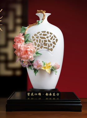 繁花似锦手捏瓷花摆件定制送礼