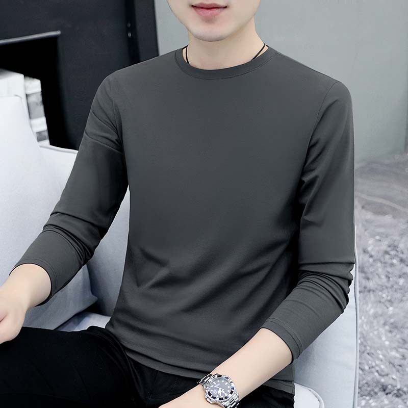 纯棉高端长袖t恤男士春秋季