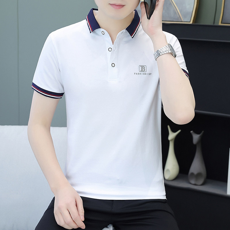翻领Polo衫运动休闲百搭短袖t恤男纯棉修身薄款夏季上衣韩版半袖