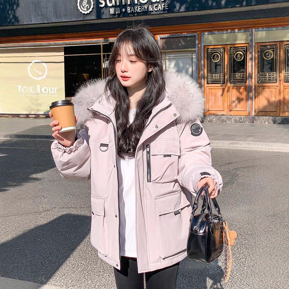 正品撤柜新款工装派克羽绒棉服外套女冬季加厚保暖连帽韩系小个子
