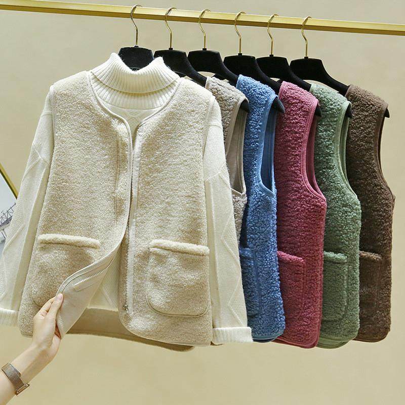 羊羔毛绒马甲女2025新款韩版皮毛一体秋冬款外穿背心坎肩女外套