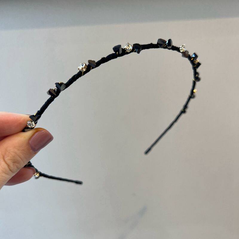 黑色咖啡水钻细边显脸小发箍
