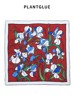 植花PLANT 鸢尾花丛 高级感真丝丝巾 桑蚕丝中方巾2026母亲节礼物