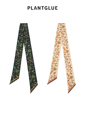 植花PLANT 蔓花织野 100%桑蚕丝真丝丝巾系脖高级感新款长条围巾