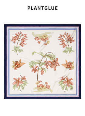 植花PLANT 仲夏夜之梦 法式真丝桑蚕丝丝巾 复古中方巾母亲节礼物