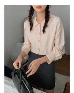 【今天在你左边】法式复古休闲上衣甜美娃娃领长袖衬衫女装春季新