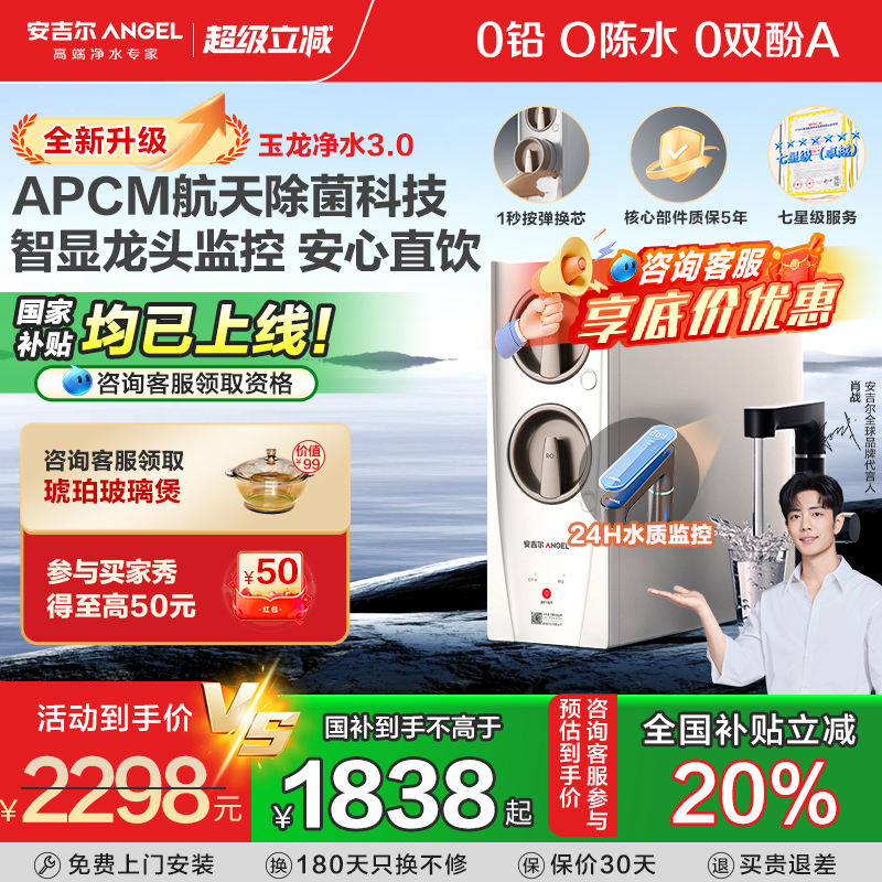 政府补贴安吉尔净水器家用直饮厨房自来水过滤饮水机玉龙PRO1000G