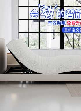 woods棉麻布艺床智能电动床夫妻互不打扰双人床家用全自动升降床