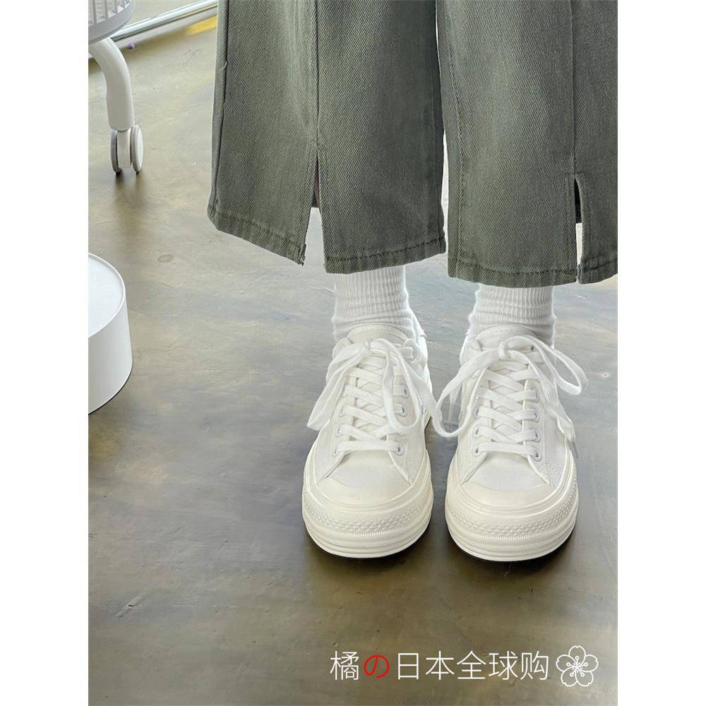 Zgp夏季低帮女式帆布鞋2025新款百搭学生日式溶底休闲白鞋