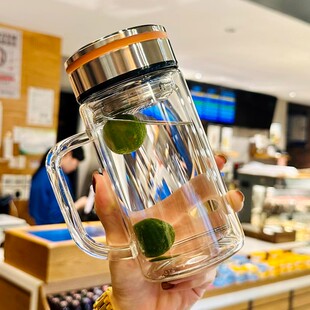 带把手双层加厚玻璃杯隔热防烫耐高温泡茶水杯男高颜值办公室杯子