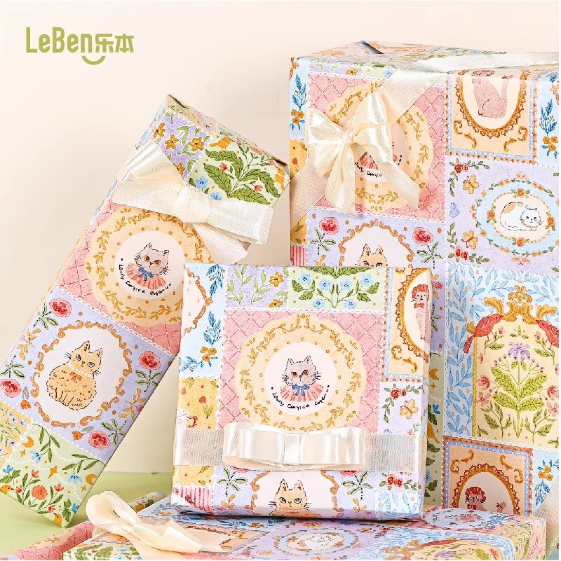 乐本·猫咪女王可爱礼物礼品纸ins风高级感生日礼盒包装卡通儿童包