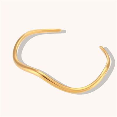 Irregular wave-shaped opening hand jewelry simple