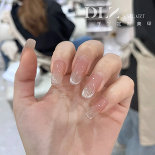 DLZ小灯泡猫眼渐变手工定制穿戴甲高级感美甲贴片2023新款 指甲贴