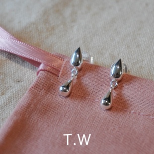 Ragbag ins设计师款通体925银镀金森系简约百搭气质光面水滴耳环