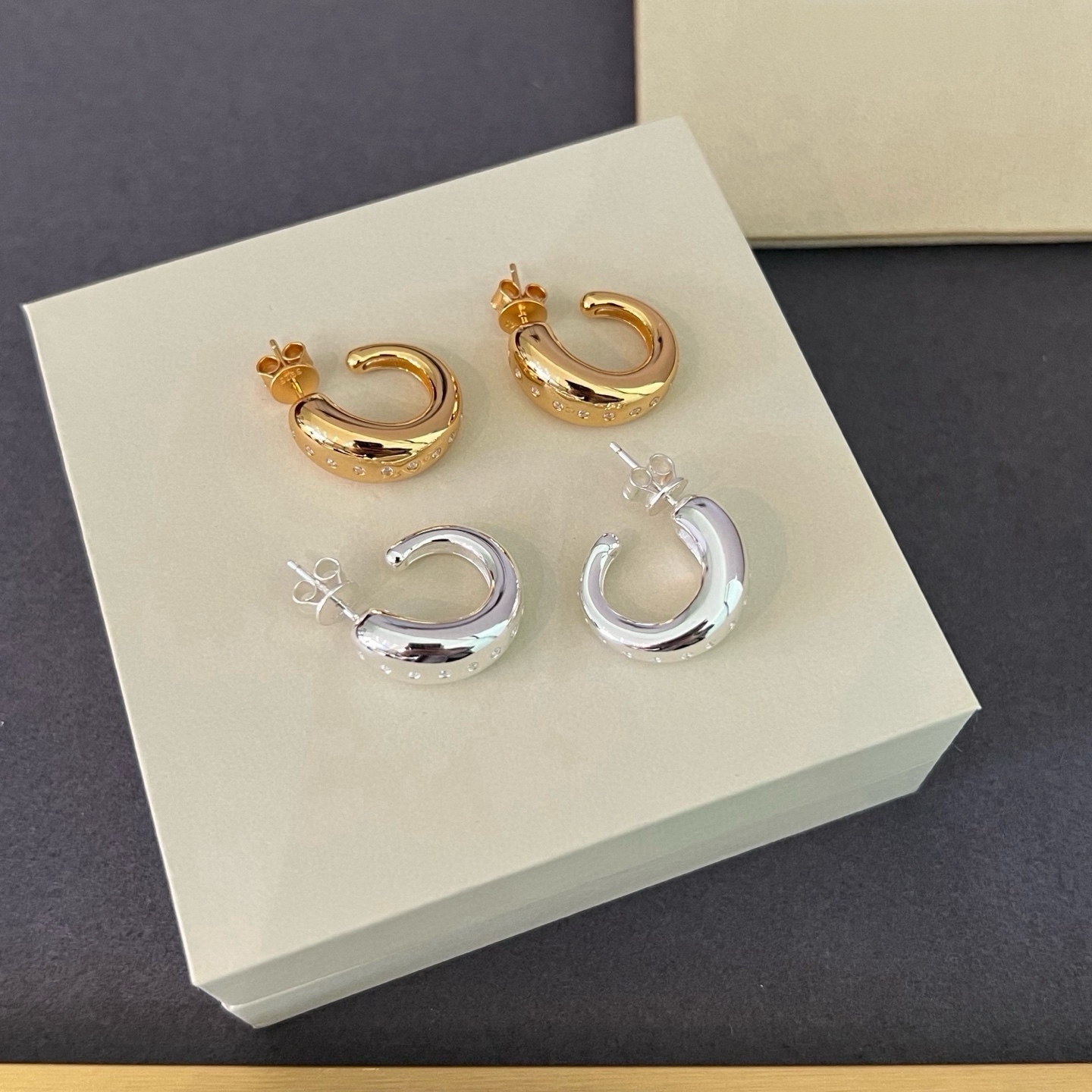 小众通体纯银排钻耳环女