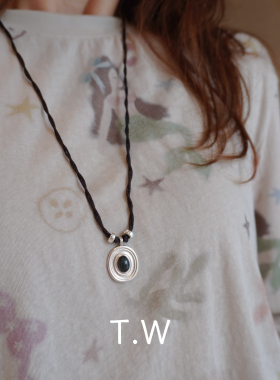 T.W925银黑曜石猛犸编织项链