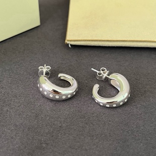 Ragbag Ins风通体925银精工亮面复古气质日常百搭排钻简约耳环女
