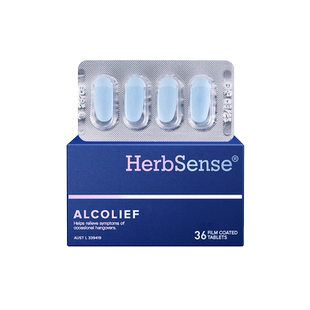 【自营】Herbsense贺柏圣解酒片36粒盒装醒酒神器防宿醉糖小蓝片