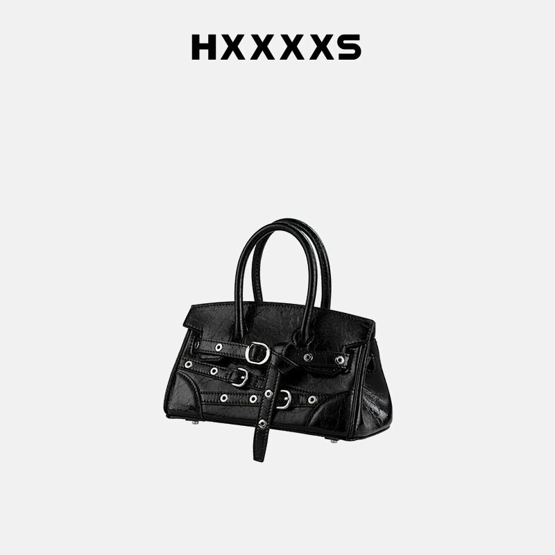 HXXXXS朋克机车包高级感真皮女包大容量单肩手提小挎包骑士包
