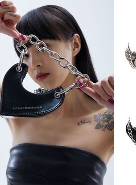 POG迷你爱心包PogbyPieceofground黑色心形链条手提腋下配饰包