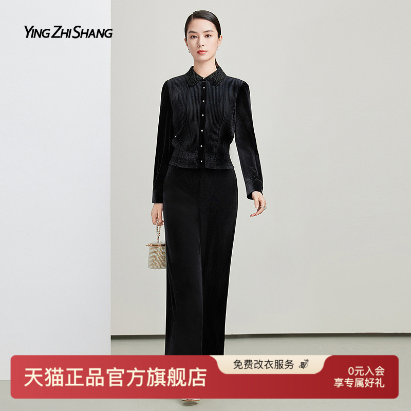 韩国进口丝绒衬衫套装职业套装
