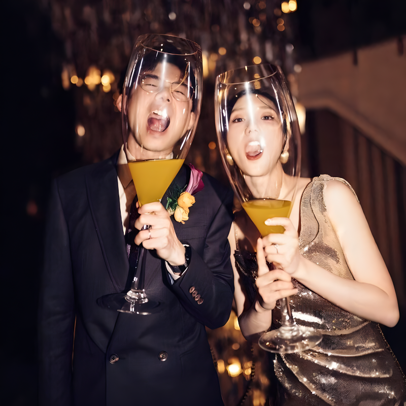 结婚超大敬酒杯手工自制diy涂鸦