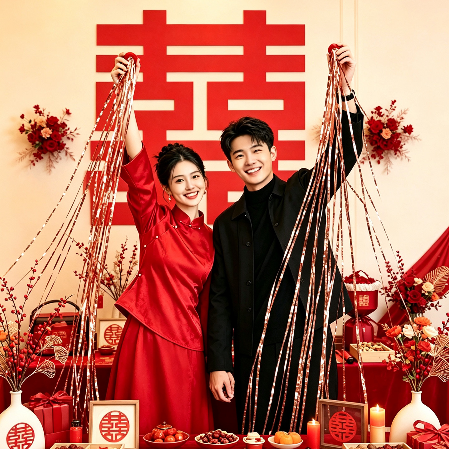 婚礼手抛玫瑰金蜘蛛丝礼花道具图片