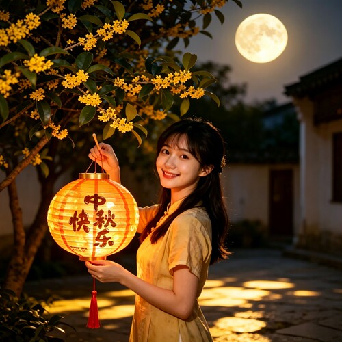 中秋古风汉服儿童手提发光宫灯