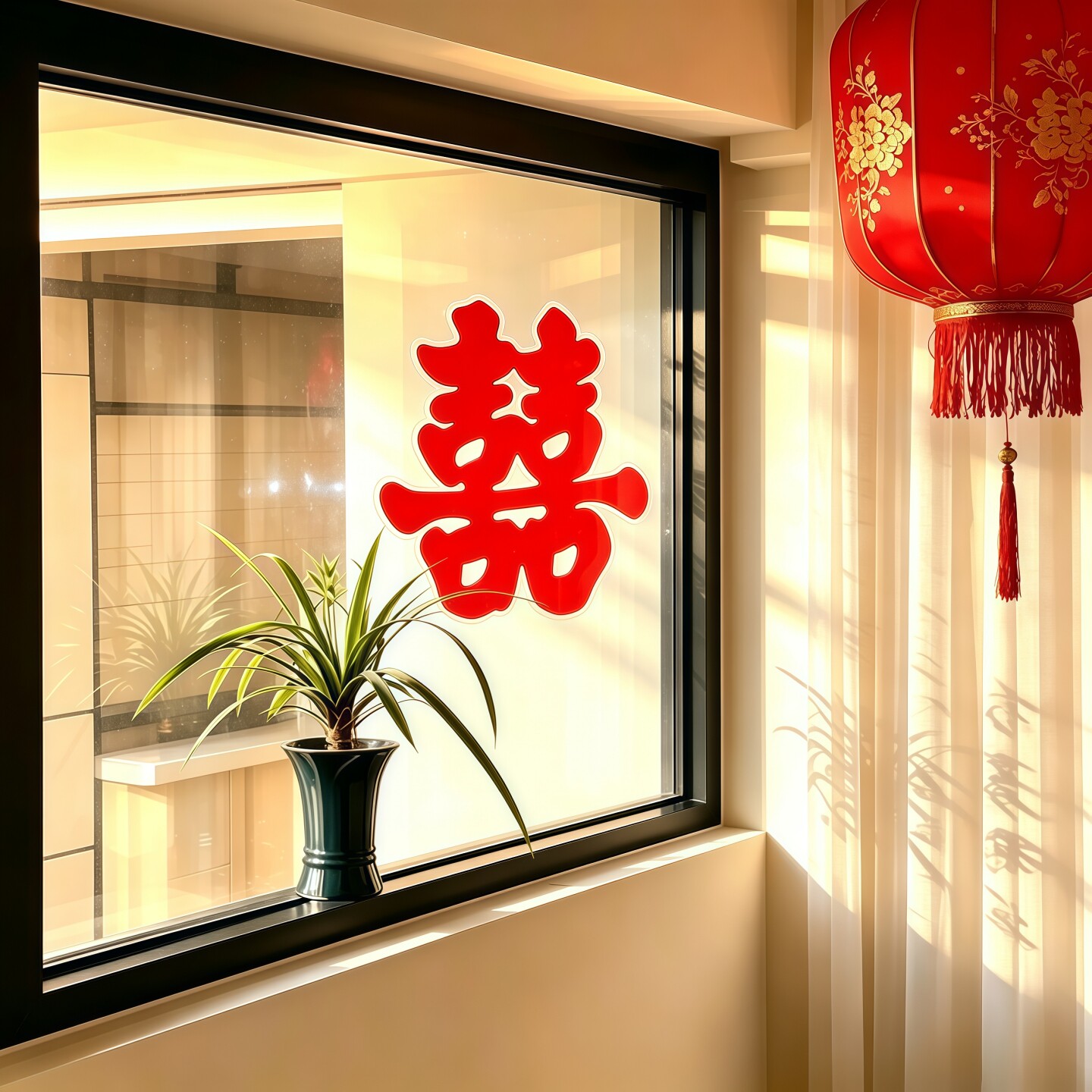 结婚喜字静电贴装饰窗花玻璃贴纸化妆镜子婚房布置订婚礼囍字窗贴