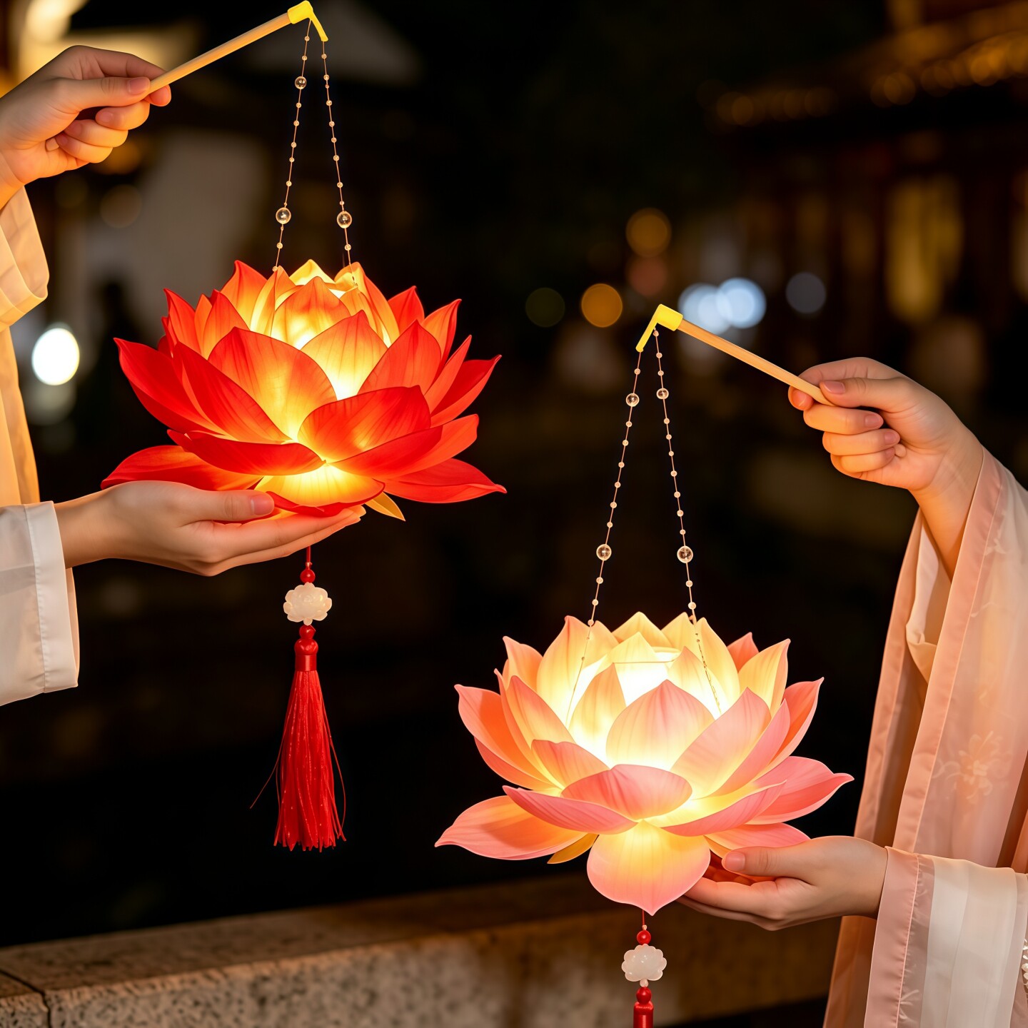 中秋古风手工莲花灯笼挂饰图片