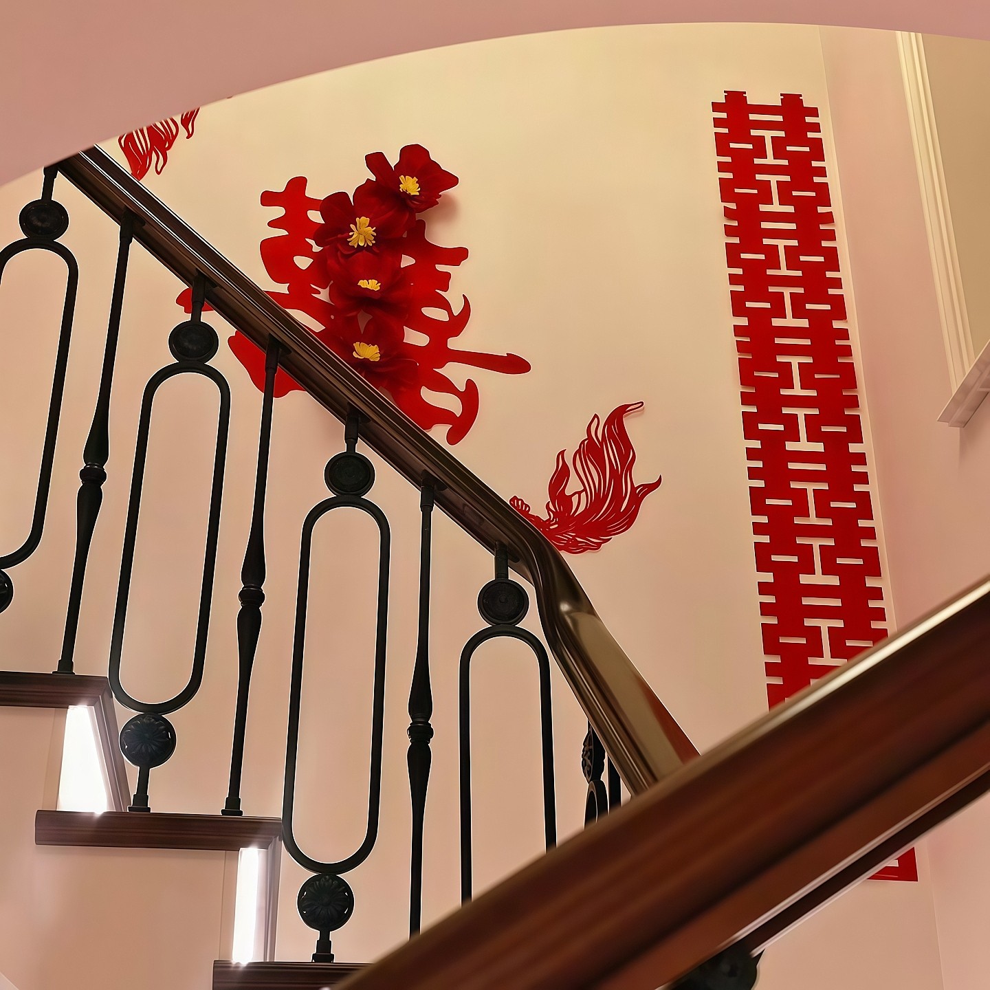 楼梯扶手背景墙装饰婚房布置农村自建房结婚礼高级氛围感喜字套装,节庆用品/礼品,拉花,淘宝优惠券,粉丝福利购,淘宝优惠卷