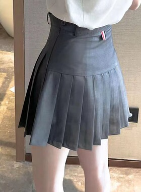 【赠运费险】THHB TB百褶裙高腰灰色短裙显瘦学院风半身裙A字型裙