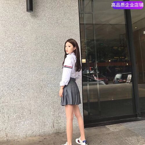 新款TB百褶半身裙短裙中长裙显瘦